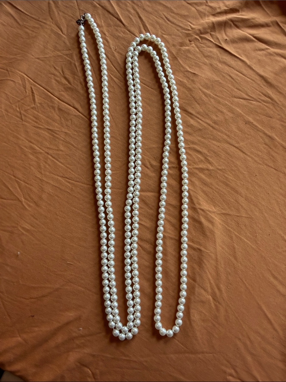 Sarah Coventry White Pearl 90” Strand Necklace